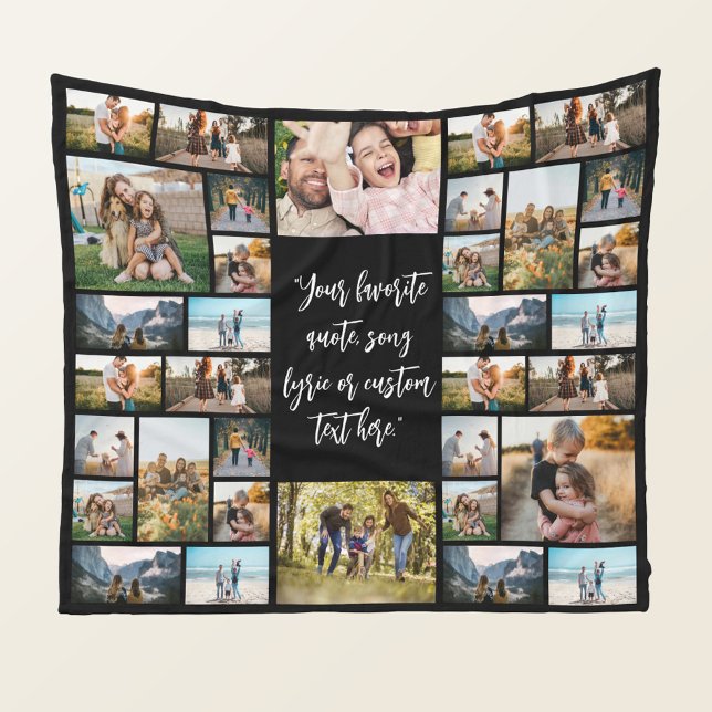 Personalized 34 Photo Collage Custom Quote Fleece Blanket (Creator Uploaded)