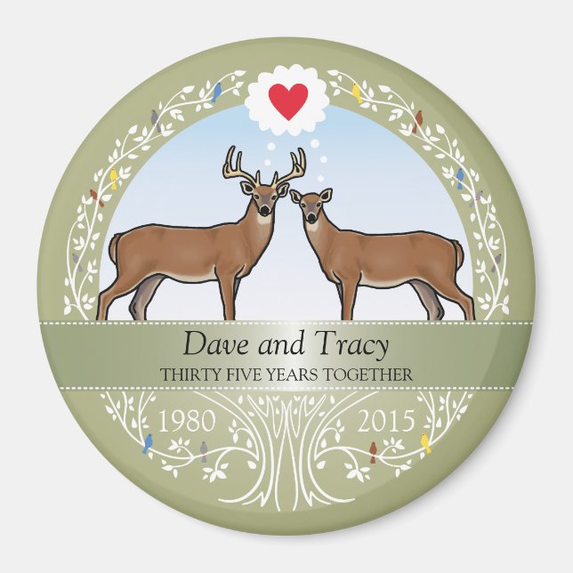 Personalized 35th Wedding Anniversary, Buck & Doe Magnet (Front)