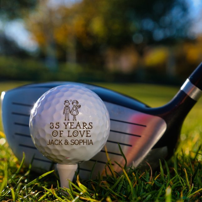 Personalized 35th Wedding Anniversary Couple Name Golf Balls (modern wedding anniversary couple gifts with name)