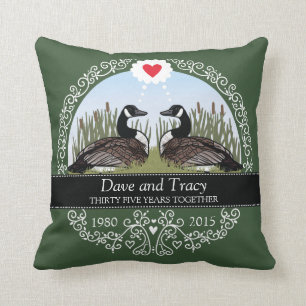 Personalized 35th Wedding Anniversary, Geese Throw Pillow