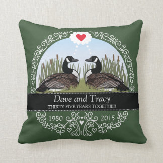 Personalized 35th Wedding Anniversary, Geese Throw Pillow