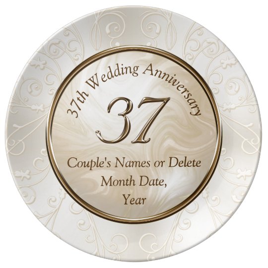 Personalized 37 Year Anniversary Gift for Couple Dinner Plate | Zazzle.com