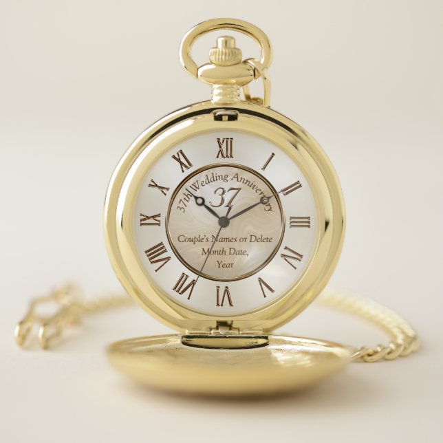 Personalized 37 Year Anniversary Gift for Him Pocket Watch (Inside)