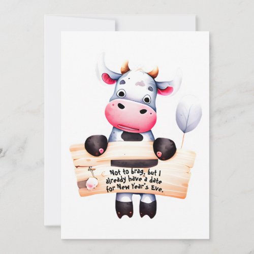 Personalized 3 Dad Joke Funny Cow New Years Card