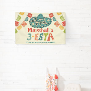 Personalized 3-Esta Mexican Themed Third Birthday Banner