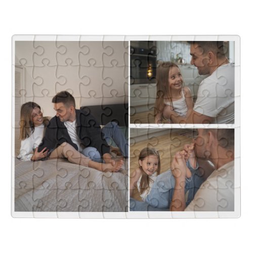 Personalized 3 Family Photo Collage Jigsaw Puzzle