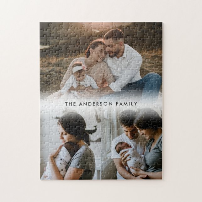 Personalized 3 Family Photo Collage Jigsaw Puzzle (Vertical)