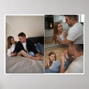 Personalized 3 Family Photo Collage Poster