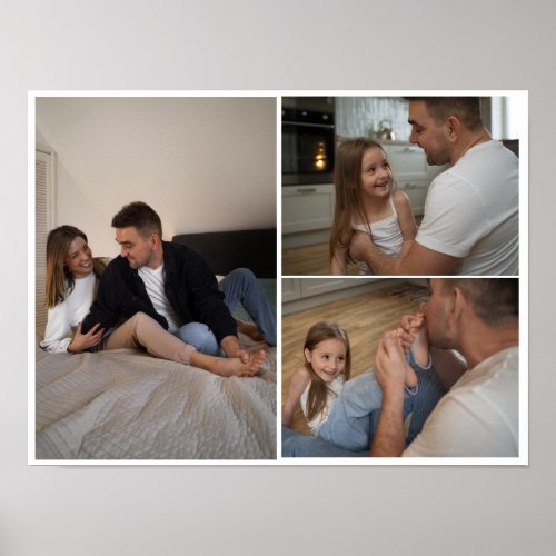 Personalized 3 Family Photo Collage Poster