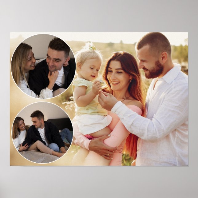 Personalized 3 Family Photo Collage Poster (Front)