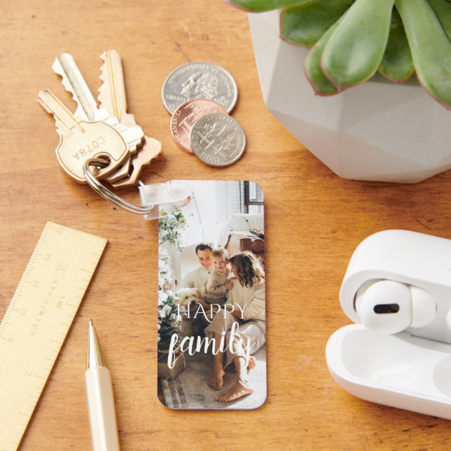 Personalized 3 Family Photos Keychain (Desk)