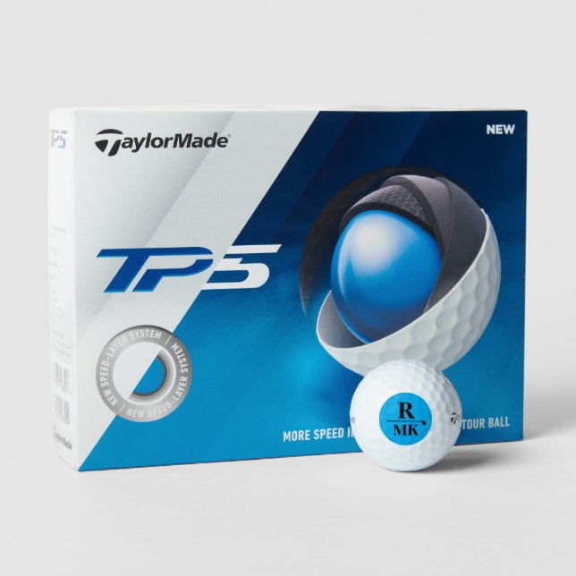 Personalized 3 initial letters blue golf balls (Packaging)
