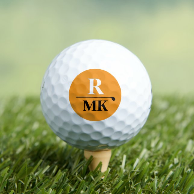 Personalized 3 initial letters orange color golf balls (Insitu Tee)