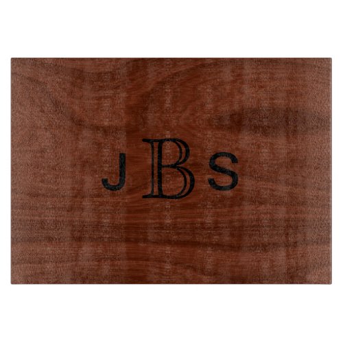 Personalized 3 Initial Monogram Wood Pattern Cutting Board