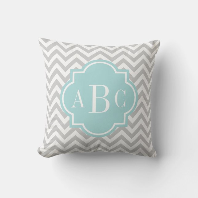 Personalized 3 letter monogram throw pillow | gray (Front)