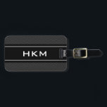 Personalized 3 letter monogram travel luggage tag<br><div class="desc">Personalized 3 letter monogram travel luggage tag. Sleek modern look. Classic black and grey chevron pattern zig zag stripe design with white monogrammed name initial letters. Elegant custom gift idea for men and women.</div>