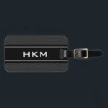 Personalized 3 letter monogram travel luggage tag<br><div class="desc">Personalized 3 letter monogram travel luggage tag. Sleek modern look. Classic black and grey chevron pattern zig zag stripe design with white monogrammed name initial letters. Elegant custom gift idea for men and women.</div>