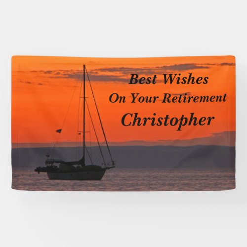 Personalized 3 Lines of Text Sailboat Retirement Banner