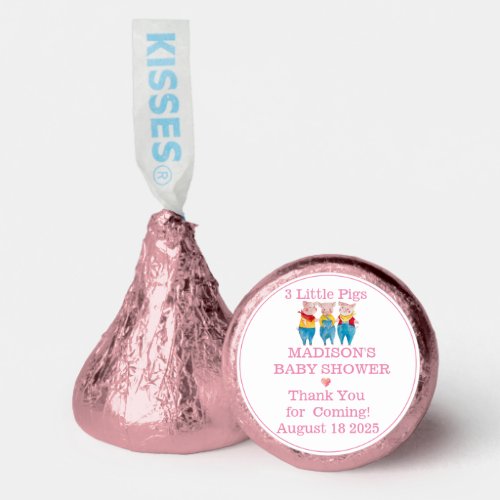 Personalized 3 Little Pigs Party Pink Hersheys Kisses