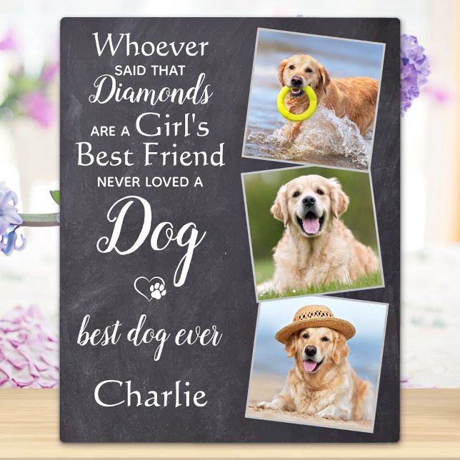 Personalized 3 Pet Photo Best Friend Dog Lover  Plaque (Creator Uploaded)
