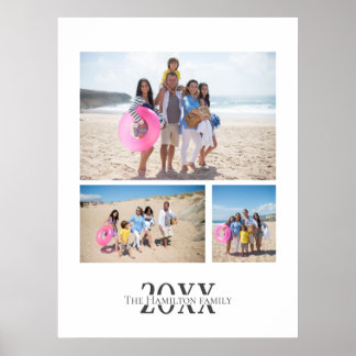Personalized 3 Photo and Text Photo Collage Poster