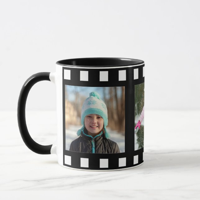 Personalized 3 Photo Black Film Roll Mug (Left)