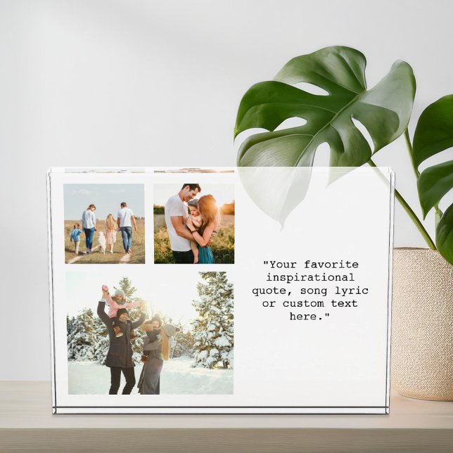 Personalized 3 Photo Collage and Quote Photo Block (Creator Uploaded)