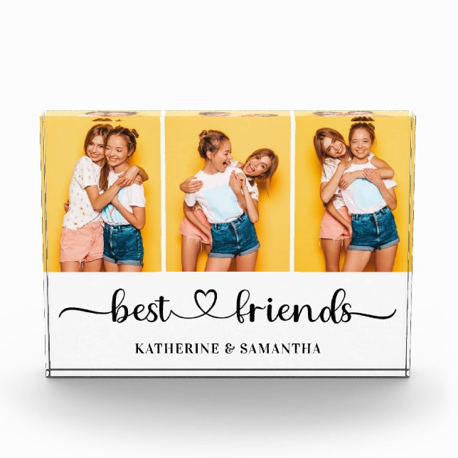 Personalized 3 Photo Collage Best Friends Forever Block (Front)