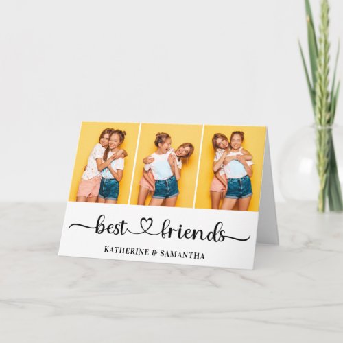 Personalized 3 Photo Collage Best Friends Forever Card
