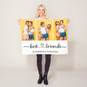 Personalized 3 Photo Collage Best Friends Forever  Fleece Blanket