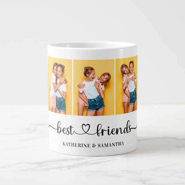 Personalized 3 Photo Collage Best Friends Forever  Giant Coffee Mug (Front)