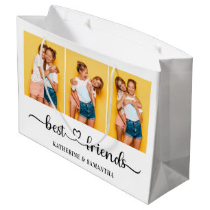 Personalized 3 Photo Collage Best Friends Forever Large Gift Bag