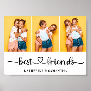 Personalized 3 Photo Collage Best Friends Forever Poster