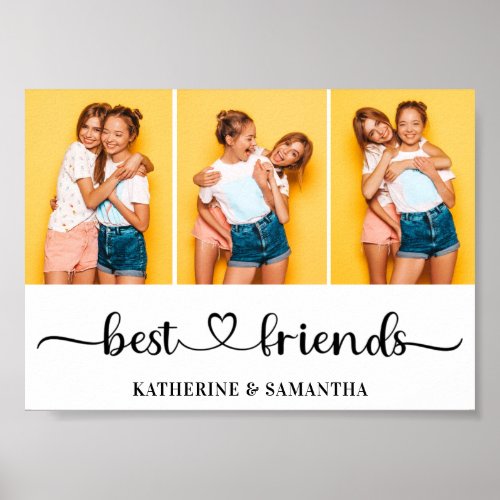 Personalized 3 Photo Collage Best Friends Forever  Poster