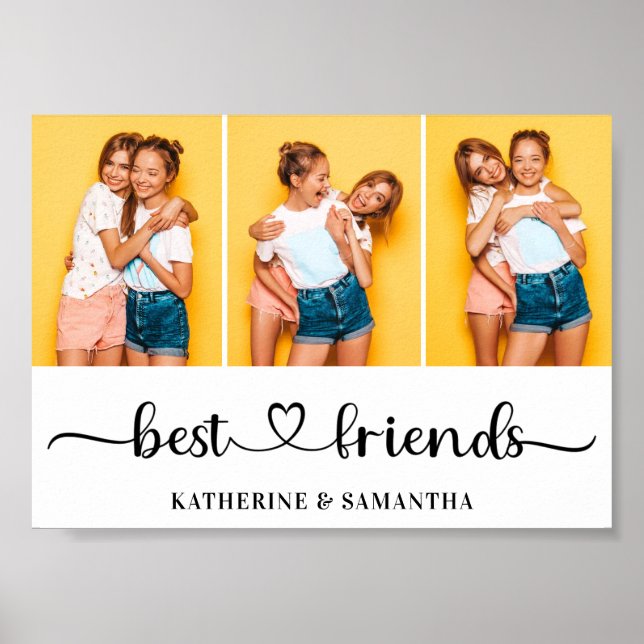 Personalized 3 Photo Collage Best Friends Forever  Poster (Front)