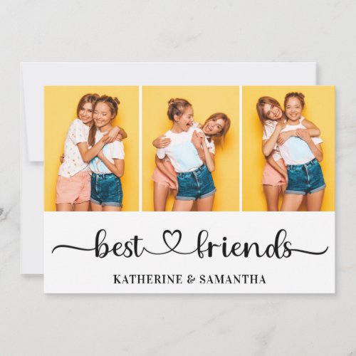 Personalized 3 Photo Collage Best Friends Greeting Card