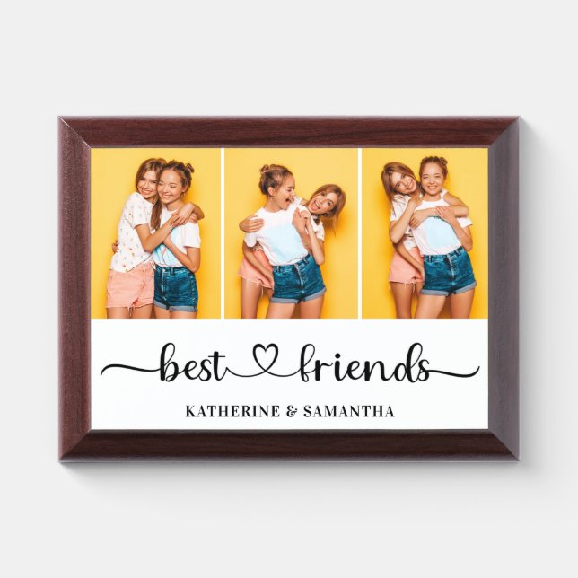 Personalized 3 Photo Collage Best Friends Plaque (Horizontal)
