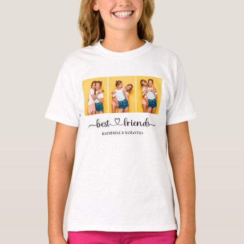 Personalized 3 Photo Collage Best Friends  T_Shirt
