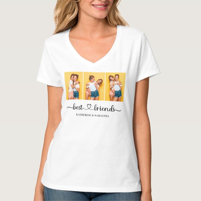 Personalized 3 Photo Collage Best Friends Women's T-Shirt (Front)