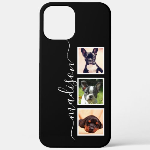 Personalized 3 Photo Collage Black iPhone 12 Pro Max Case