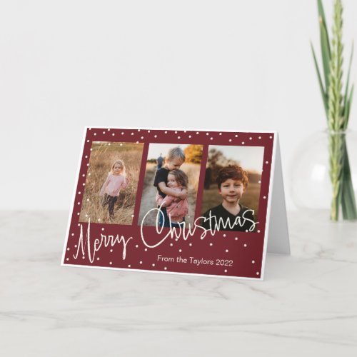 Personalized 3 photo collage Christmas card 