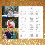 Personalized 3 Photo Collage Family 2024 Calendar Poster<br><div class="desc">Create your own custom, personalized, black and white and faux gold 2024 full year 3 photo collage yearly calendar home room office decor, wall calendar poster. To customize, simply add three of your favorite family / kids / baby / pets / couple / wedding photos. While you add / design,...</div>