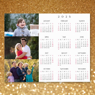 Personalized 3 Photo Collage Family 2026 Calendar Poster