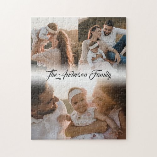 Personalized 3 Photo Collage Family Jigsaw Puzzle