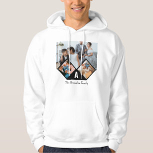 Personalized 3 photo collage family monogram hoodie