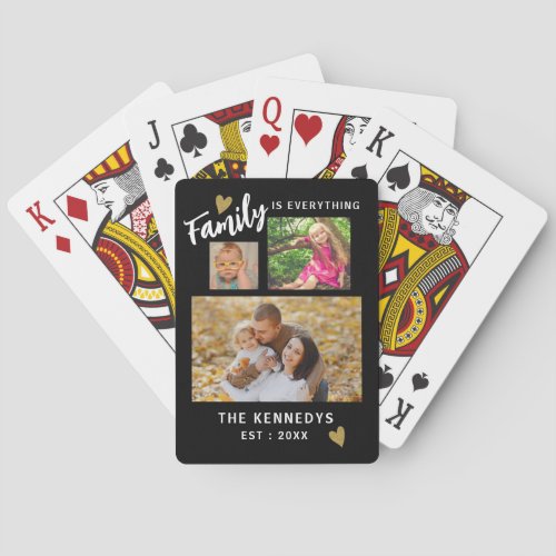 Personalized 3 Photo Collage Family Quote Black