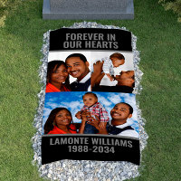 Personalized 3 Photo Collage Grave Blanket Cover
