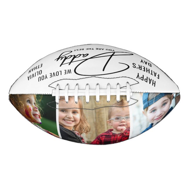 Personalized 3 Photo Collage Happy Father's Day Football (Front)