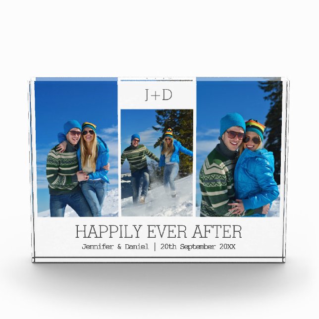 Personalized 3 Photo Collage Monogrammed Wedding (Front)