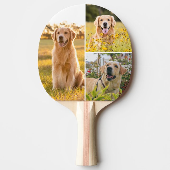Personalized 3 Photo Collage Ping Pong Paddle (Front)